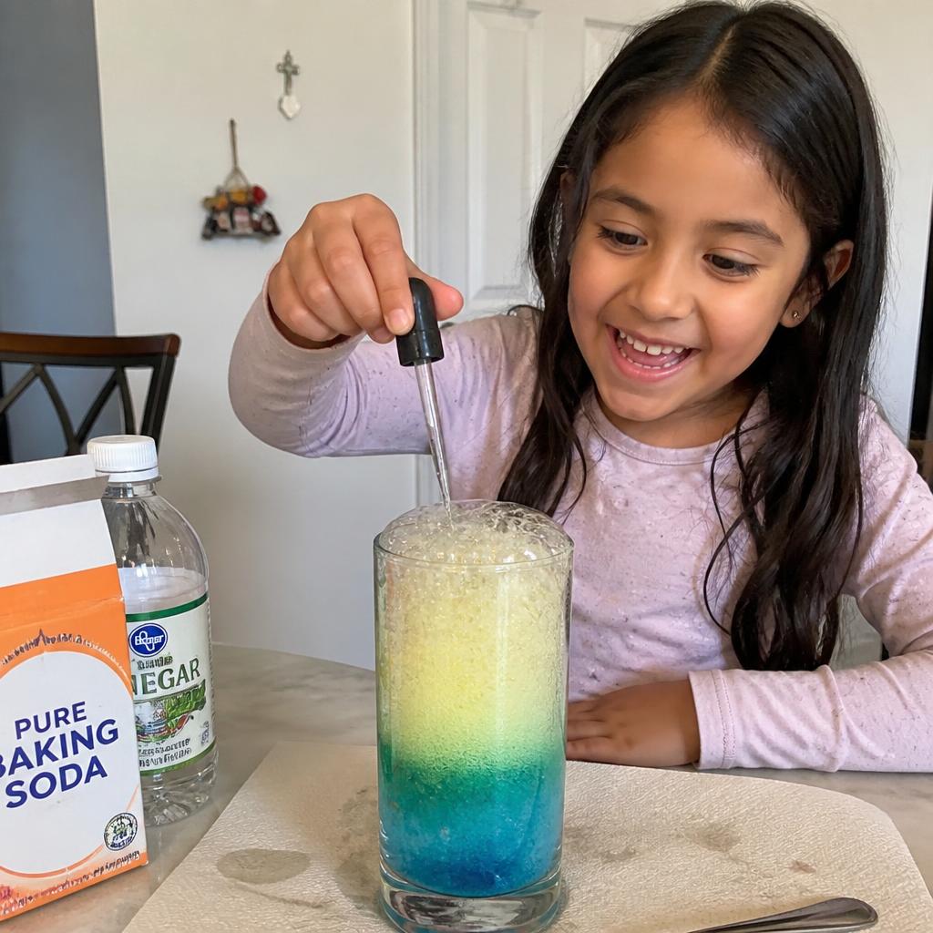 Niña haciendo experimento de ciencia divertida